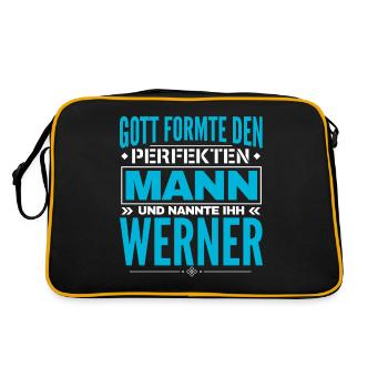 Werner Name Design - Retro Tasche - Schwarz/Gold - Hinten