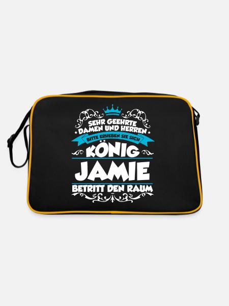 Jamie Name Design - Retro Tasche - Schwarz/Gold - Hinten