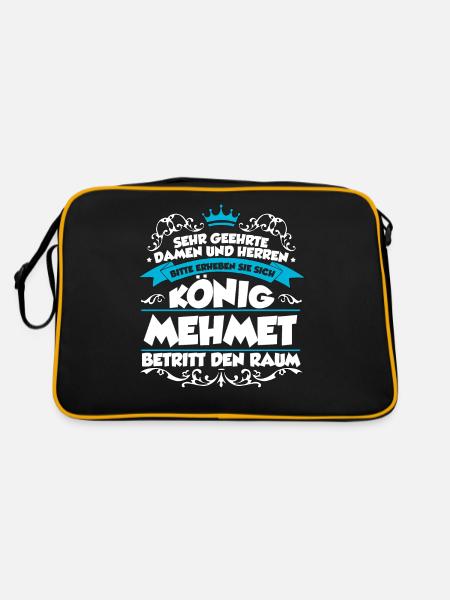 Mehmet Name Design - Retro Tasche - Schwarz/Gold - Hinten