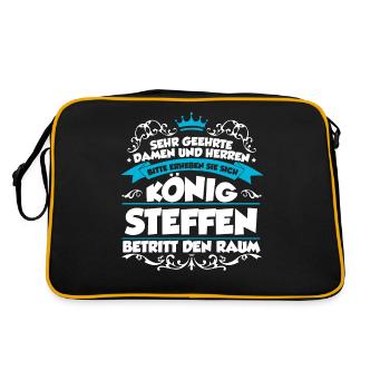 Steffen Name Design - Retro Tasche - Schwarz/Gold - Hinten