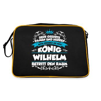 Wilhelm Name Design - Retro Tasche - Schwarz/Gold - Hinten