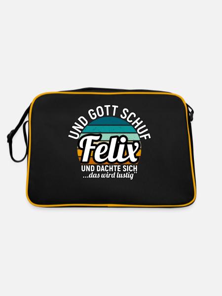 Florian - Retro Tasche - Schwarz/Gold - Hinten