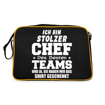 Stolzer Chef Des Besten Teams Shirt Geschenkt Fun - Retro Tasche - Schwarz/Gold - Hinten