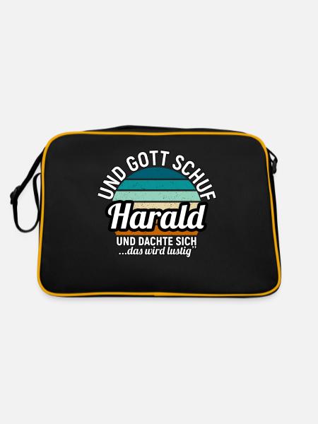 Harald - Retro Tasche - Schwarz/Gold - Hinten