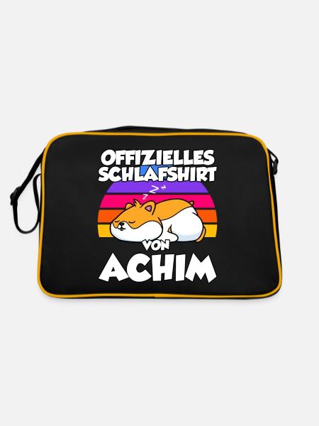 Offizielles Schlafshirt Von Achim - Retro Tasche - Schwarz/Gold - Hinten