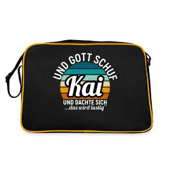 Kai - Retro Tasche - Schwarz/Gold - Hinten