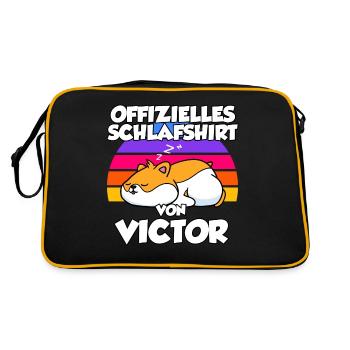 Offizielles Schlafshirt Von Victor - Retro Tasche - Schwarz/Gold - Hinten