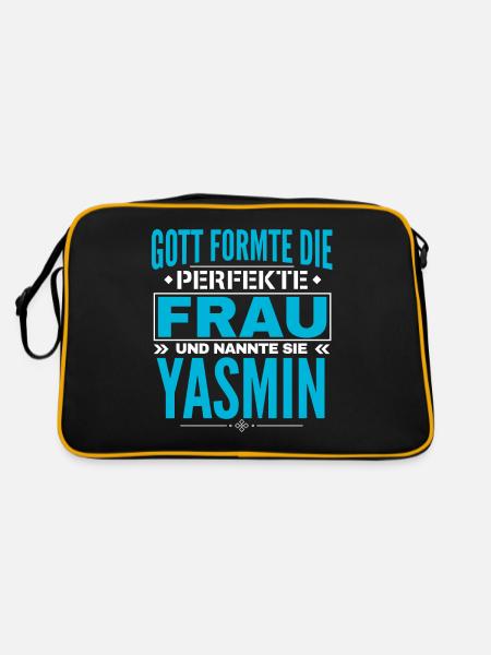 Yasmin Name Design - Retro Tasche - Schwarz/Gold - Hinten
