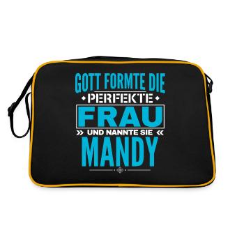 Mandy Name Design - Retro Tasche - Schwarz/Gold - Hinten
