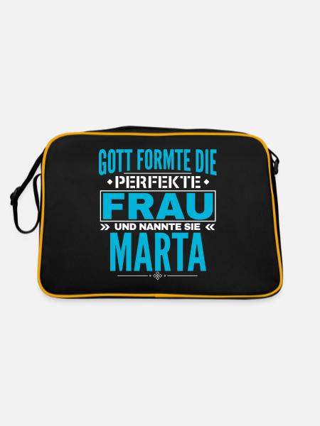 Marta Name Design - Retro Tasche - Schwarz/Gold - Hinten