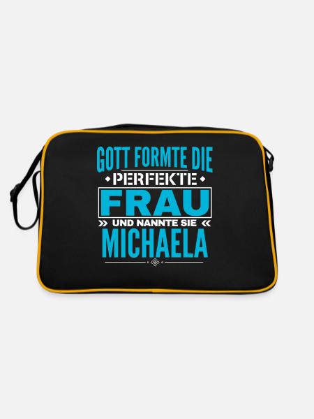 Michaela Name Design - Retro Tasche - Schwarz/Gold - Hinten