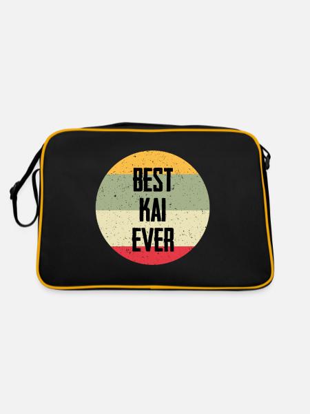 Best Kai Ever - Retro Tasche - Schwarz/Gold - Hinten