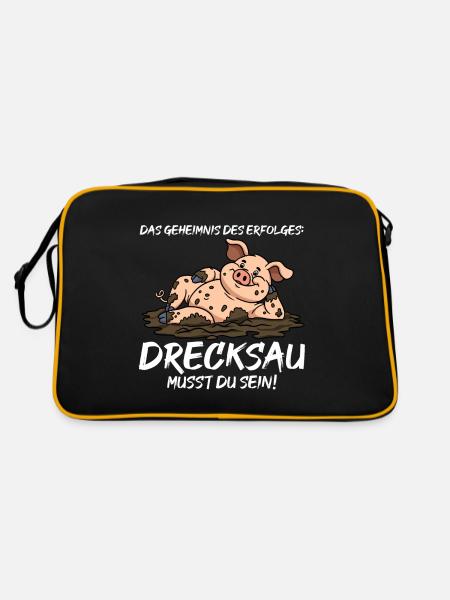 Das Geheimnis Des Erfolges Drecksau - Retro Tasche - Schwarz/Gold - Hinten