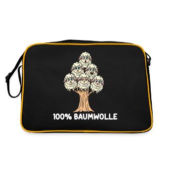 100% Baumwolle - Retro Tasche - Schwarz/Gold - Hinten