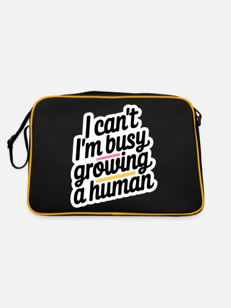 I Can't I'm Busy Growing A Human 12 - Retro Tasche - Schwarz/Gold - Hinten