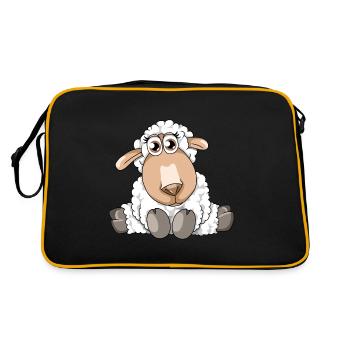 Cute fluffy sheep illustration wool sheep - Retro Bag - black/gold - Back