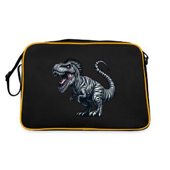 Dino Trex Zebra Fusion Fantasy Creature Whimsical - Retro Bag - black/gold - Back