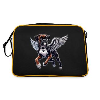 Elégant Chien Ange Boxer avec Ailes Coeur - Sac Retro - noir/or - Dos