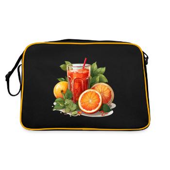 Blutorange Orange Saft Blutorangensaft - Retro Tasche - Schwarz/Gold - Hinten