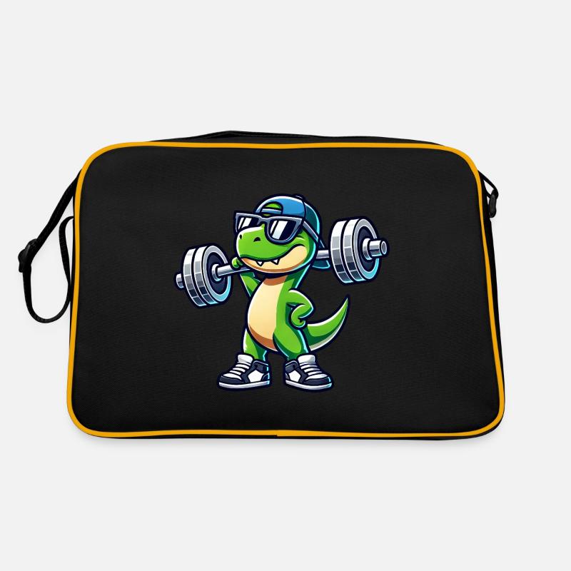 Dessin animé mignon Trex dinosaure Barbell Workout Sac Retro