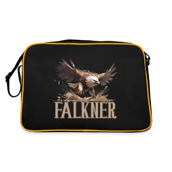 Falknerei Beizjagd Greifvogel Greif Falke - Retro Tasche - Schwarz/Gold - Hinten