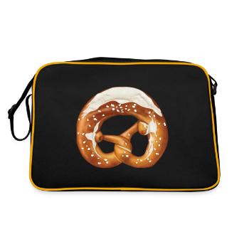 Pretzel Pretzel Laugenbreze Illustration Cartoon - Retro Bag - black/gold - Back