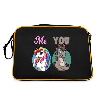 Unicorn You vs Me Funny Vergleich Rainbow - Retro Tasche - Schwarz/Gold - Hinten