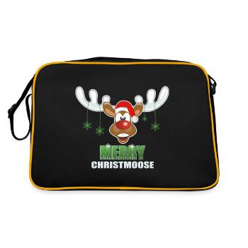 WEihnachten Rentier Elch Merry Christmoose - Retro Tasche - Schwarz/Gold - Hinten
