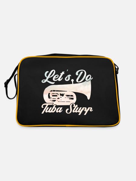 Tuba Lasst uns Tuba-Sachen machen Geschenk - Retro Tasche - Schwarz/Gold - Hinten