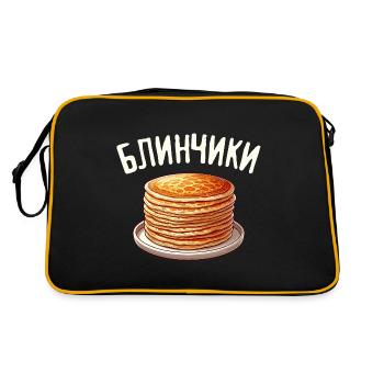 Blini Russian Pancakes Russia Crepes Russian - Retro Bag - black/gold - Back