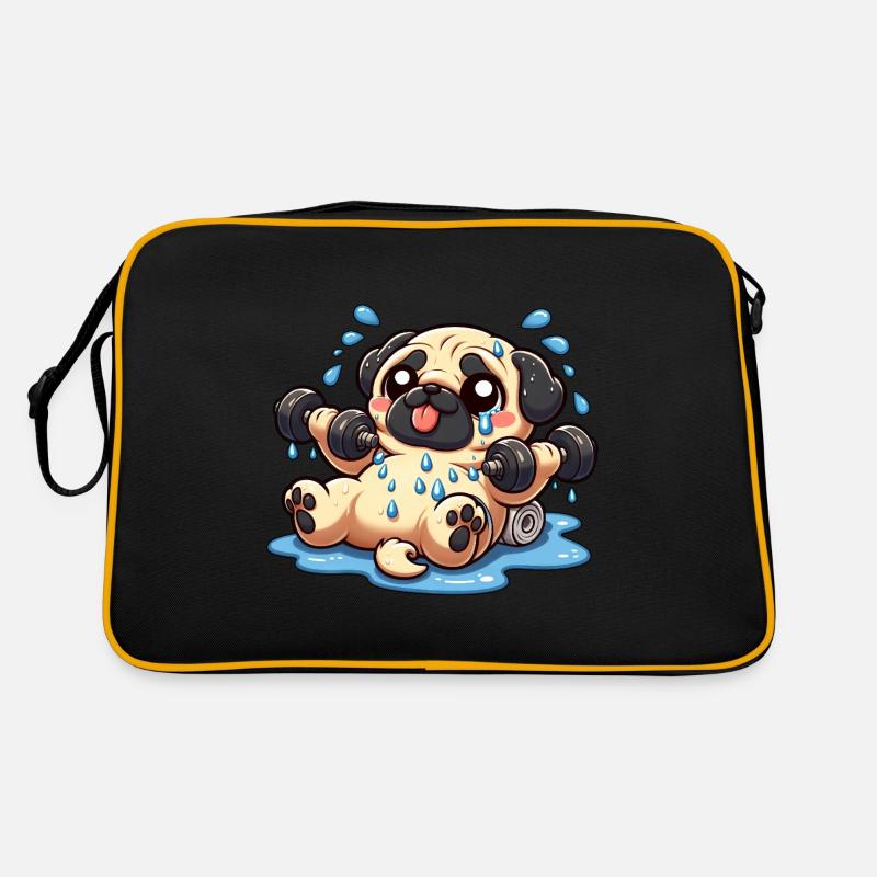 Süßer Mops Cartoon Gewichte Hantel Training Retro Tasche