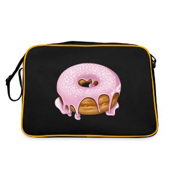 Donut pink with sprinkles pastry illustration - Retro Bag - black/gold - Back