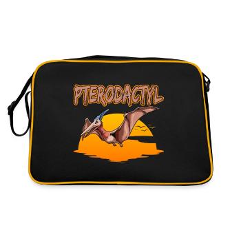 Pterodactyl Pteranodon Peteinosaurus - Retro Tasche - Schwarz/Gold - Hinten