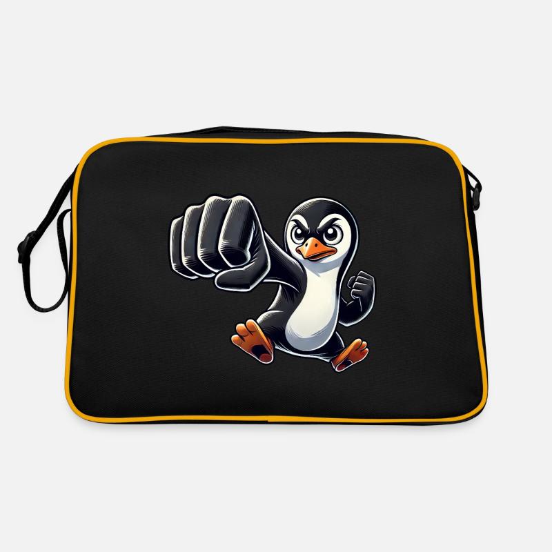 Cooler Pinguin Faust Karate Pinguin Cartoon Retro Tasche