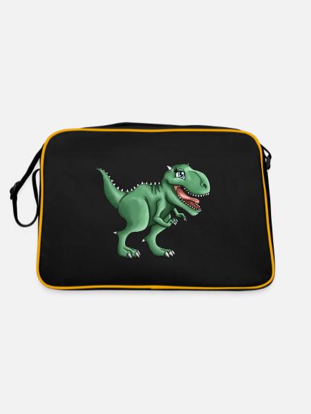 T-rex Tyrannosaurus Rex Dino Illustration - Retro Tasche - Schwarz/Gold - Hinten