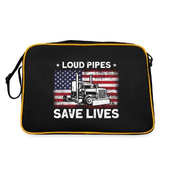Trucker Fernfahrer Sattelzug Geschenk - Retro Tasche - Schwarz/Gold - Hinten