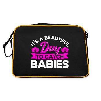 Obstetrician Doula Midwife Gift - Retro Bag - black/gold - Back