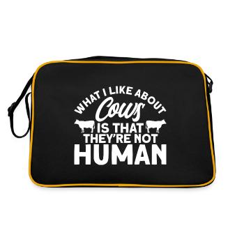 Was ich an Kühen mag Kuh Geschenk - Retro Tasche - Schwarz/Gold - Hinten