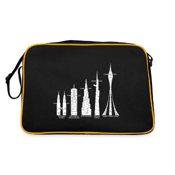 Tallest Skyscrapers Clouds Buildings Mega Towers - Retro Bag - black/gold - Back