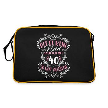 40 Geburtstag Kein Neid - Retro Tasche - Schwarz/Gold - Hinten