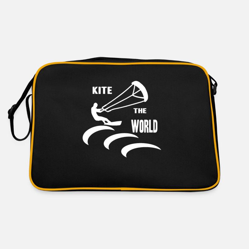 Kite Surfen - Retro Tasche - Schwarz/Gold