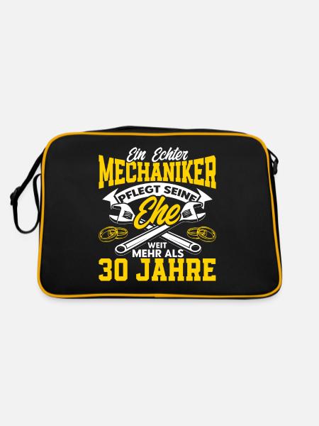 Perlenhochzeit Ehepaar 30. Hochzeitstag Geschenk - Retro Tasche - Schwarz/Gold - Hinten