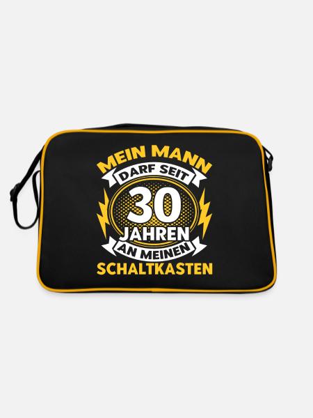 Perlenhochzeit Ehepaar 30. Hochzeitstag Geschenk - Retro Tasche - Schwarz/Gold - Hinten