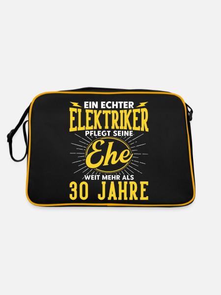 Perlenhochzeit Ehepaar 30. Hochzeitstag Geschenk - Retro Tasche - Schwarz/Gold - Hinten