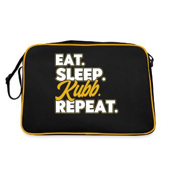 Kubb Eat Sleep Kubb Repeat Geschenk - Retro Tasche - Schwarz/Gold - Hinten