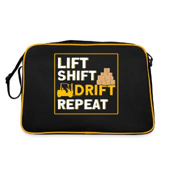 Gabelstaplerfahrer Heben, Schieben, Driften, Wiede - Retro Tasche - Schwarz/Gold - Hinten
