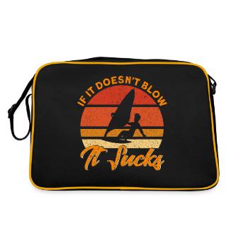 Surfer Wenn es nicht bläst ist es scheiße Geschenk - Retro Tasche - Schwarz/Gold - Hinten