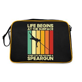 Speerfischer Das Leben beginnt an der Oberfläche - Retro Tasche - Schwarz/Gold - Hinten