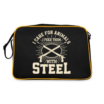 Speerfischen Freitaucher Speerfischer Fischer - Retro Tasche - Schwarz/Gold - Hinten