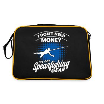 Speerfischen Freitaucher Speerfischer Fischer - Retro Tasche - Schwarz/Gold - Hinten